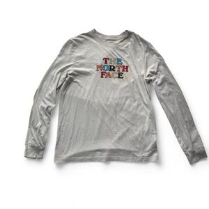 Medium The North Face Cream Long Sleeve with Multicolor Logo